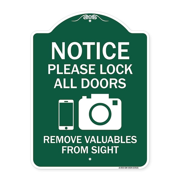 Signmission Lock All Doors Remove Valuable from Sight With Cell Phone and Camera G, A-DES-GW-1824-23531 A-DES-GW-1824-23531 - main